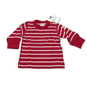 Polarn O. Pyret Baby Red & White Striped Organic Cotton Long Sleeve Top 0-1Mo